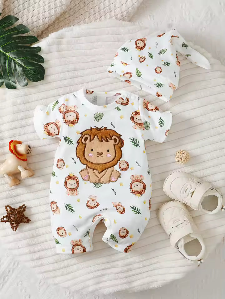 Lion Pattern Newborn Jumpsuit