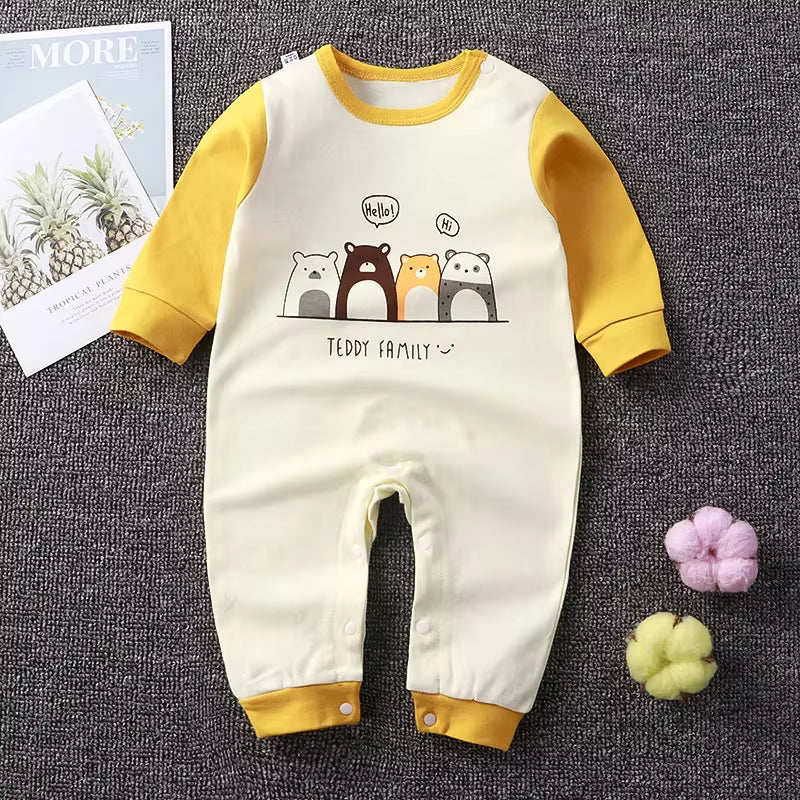 Cotton Newborn Bodysuit Bears Family